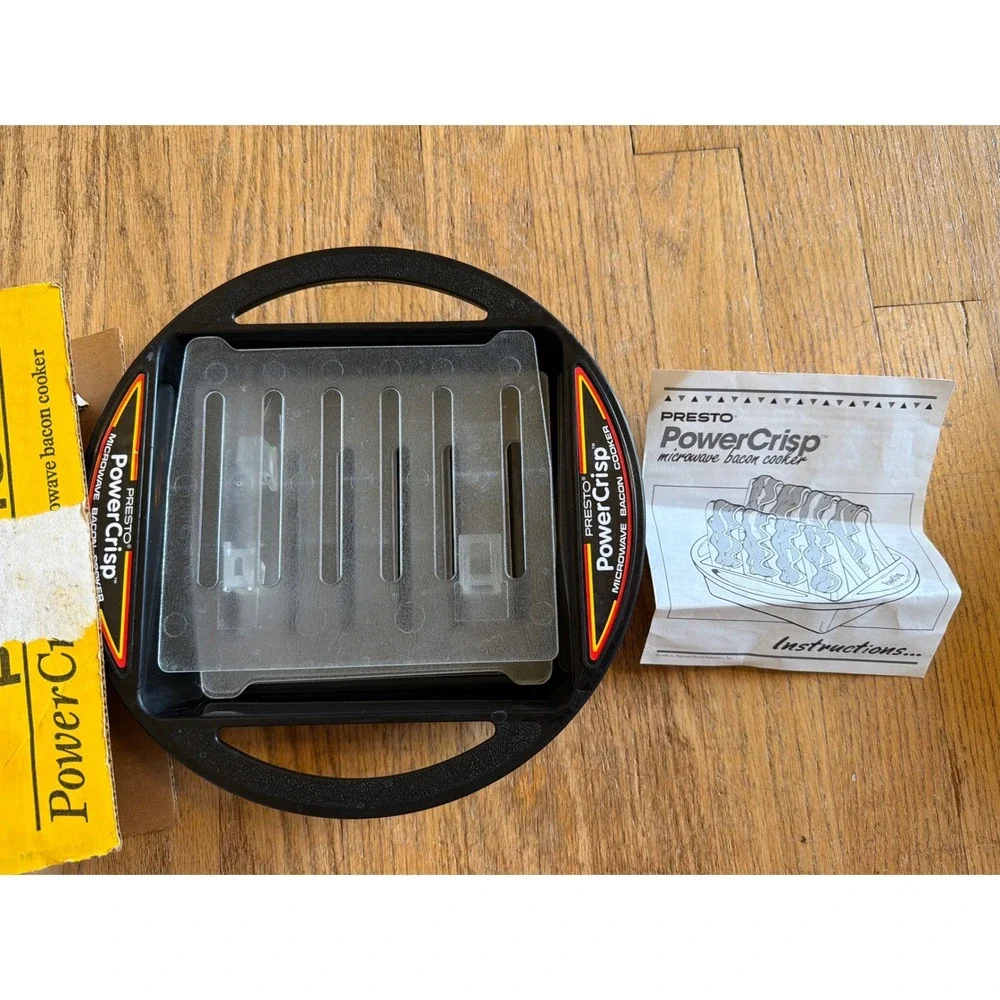 Presto PowerCrisp Microwave Bacon Cooker Black 05100 Healthy Cooking Tray